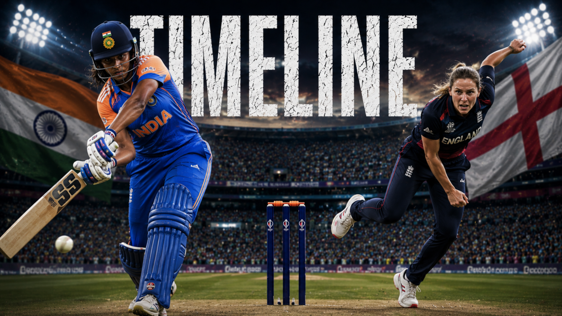 India Women's National Cricket Team Vs England Women's National Cricket Team Timeline