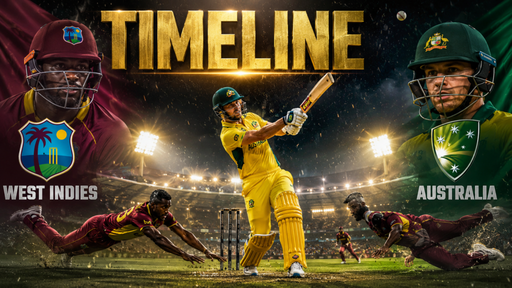 West Indies Cricket Team Vs Australian Men's Cricket Team Timeline