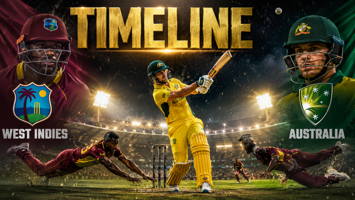 West Indies Cricket Team Vs Australian Men's Cricket Team Timeline
